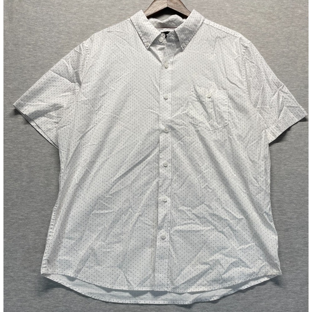 Weatherproof Shirt Mens XL White Geometric Print Cotton Classic Fit Button Down